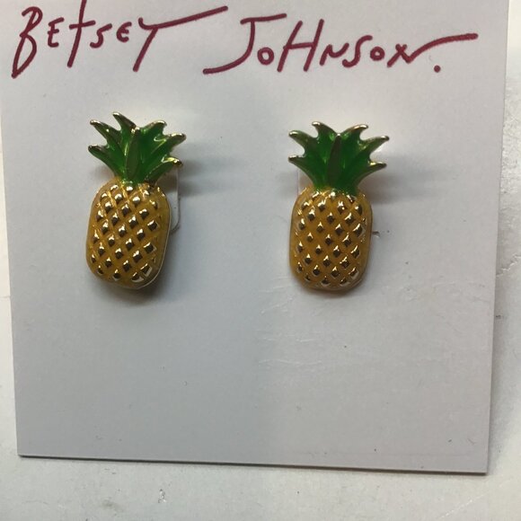 Betsey Johnson New Yellow and Green Pineapple Earrings - Picture 1 of 3
